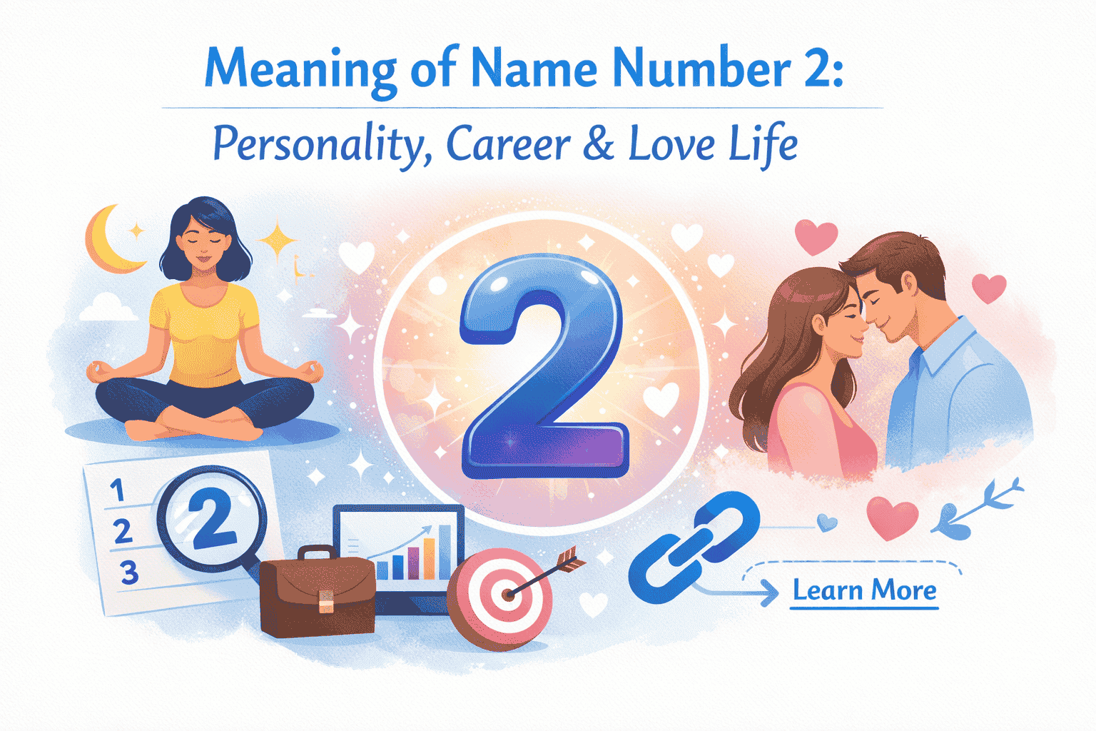 Numerology graphic describing Name Number 2 characteristics