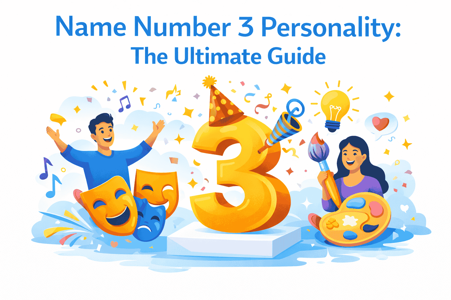 Graphic describing Name Number 3 personality traits including creativity, sociability, and enthusiasm.