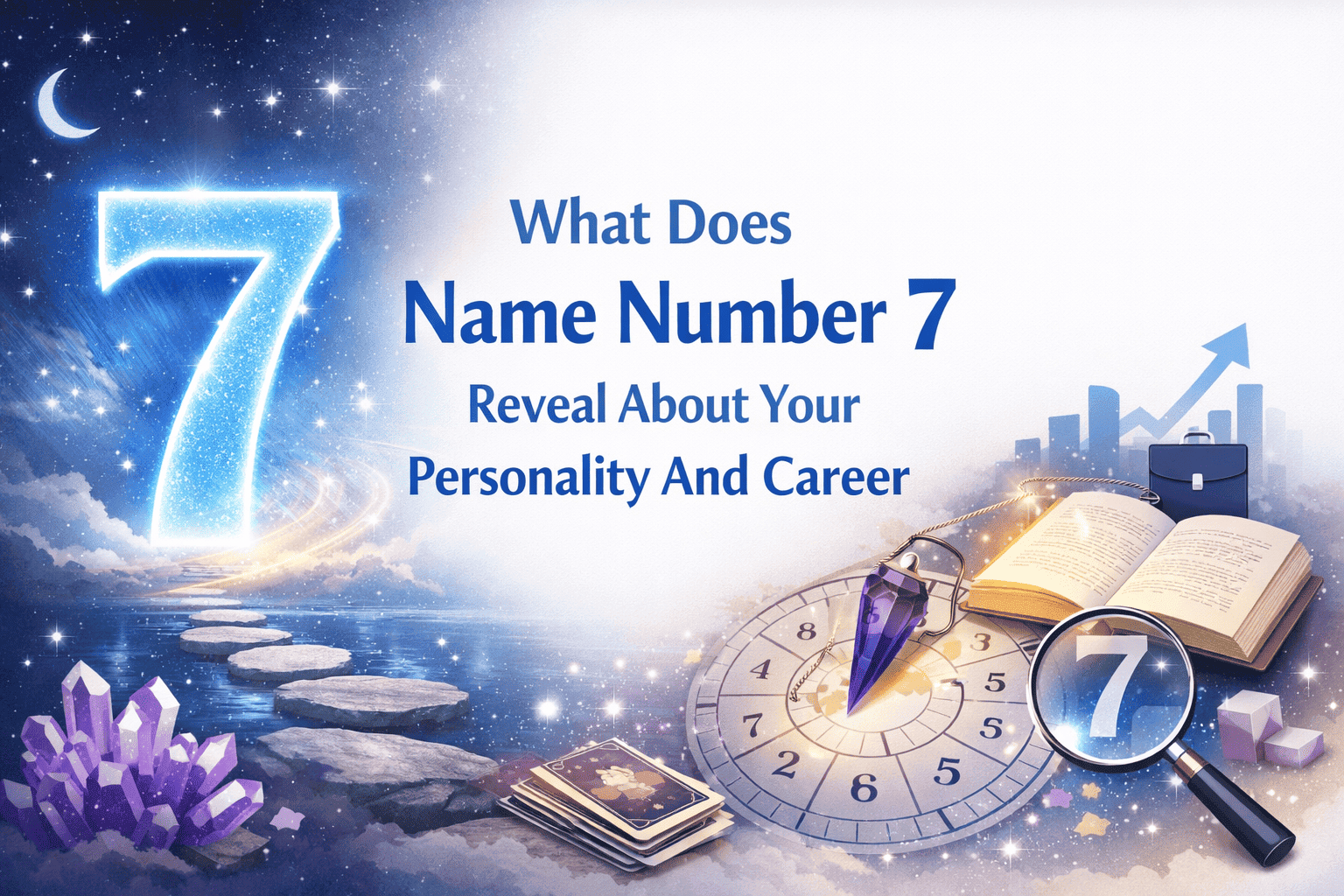 Illustration representing Name Number 7, highlighting spiritual insight, personality traits, and self-discovery.