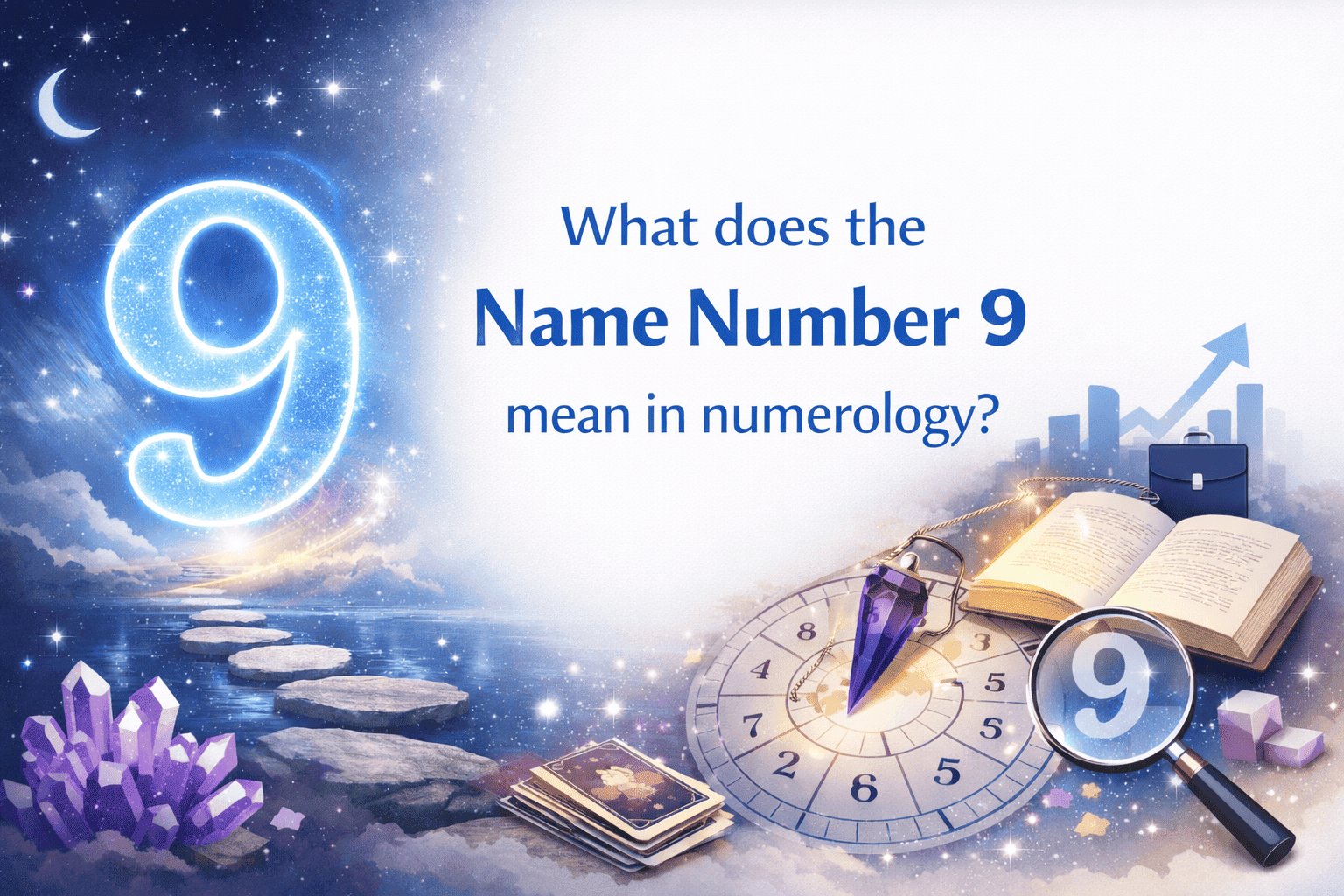 Numerology Name Number 9 meaning showing personality traits, strengths, and life guidance.