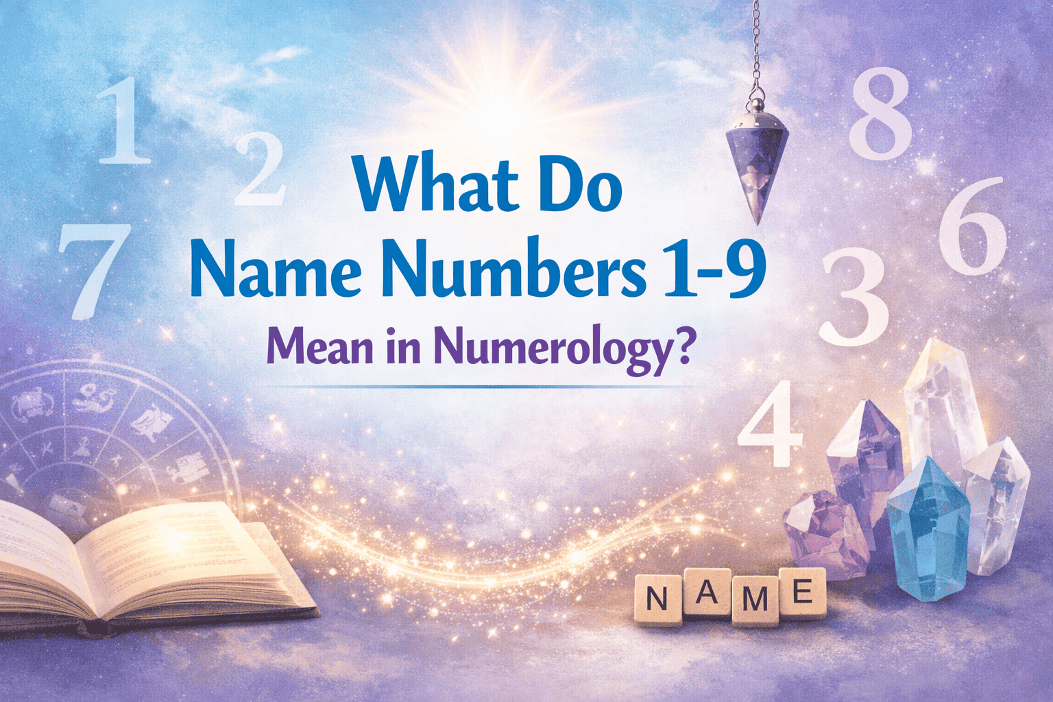 Chart showing the meaning and traits of name numbers 1 to 9 in numerology
